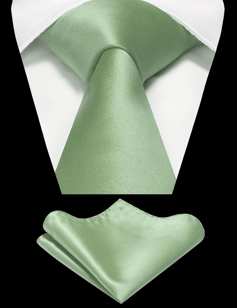 RBOCOTT Solid Color Tie and Pocket Square Hankerchief with Lapel Pin Set for Men - Image 2